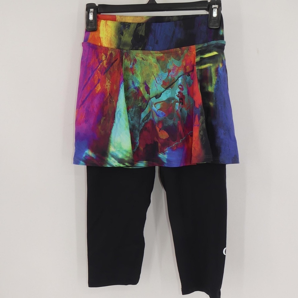 Donajo Skirted Leggings Women's Small Multicolor Capri Activewear Running Yoga